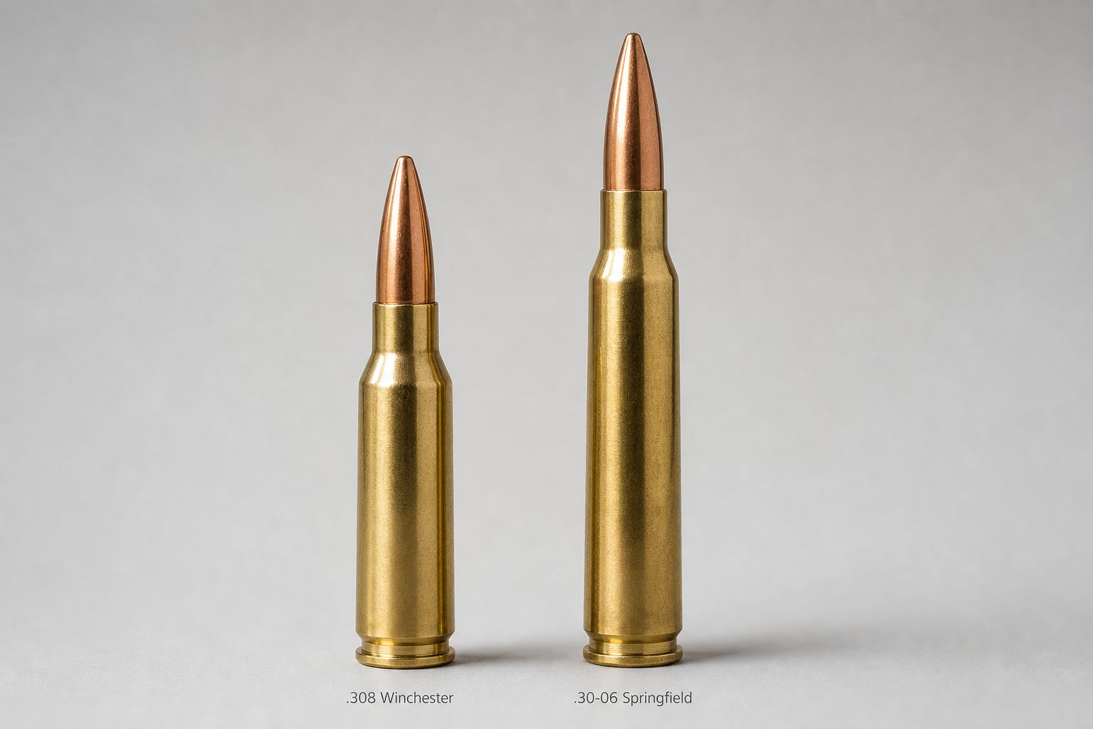 Patronen .308 Winchester und .30-06 Springfield im direkten Vergleich