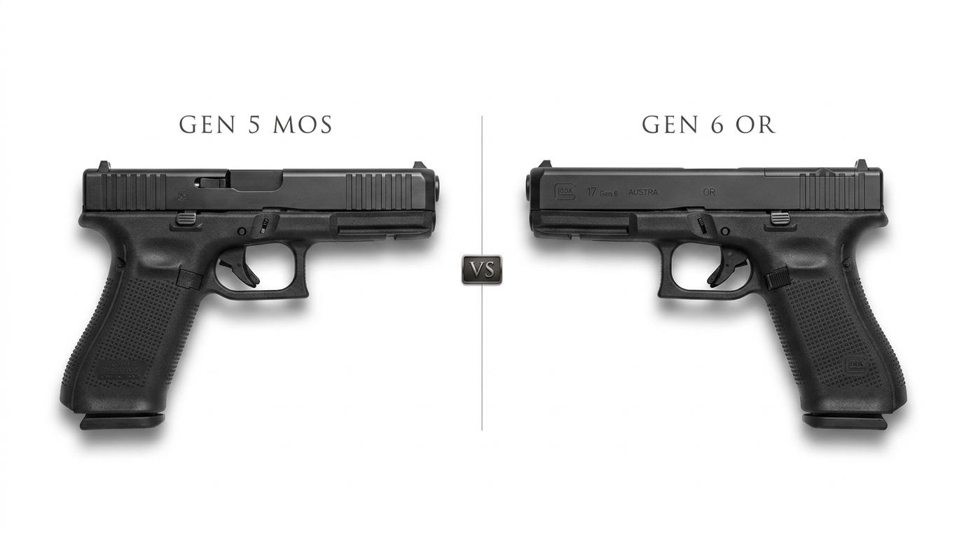 Glock 17 Gen 5 MOS FS und Glock 17 Gen 6 OR im direkten Vergleich