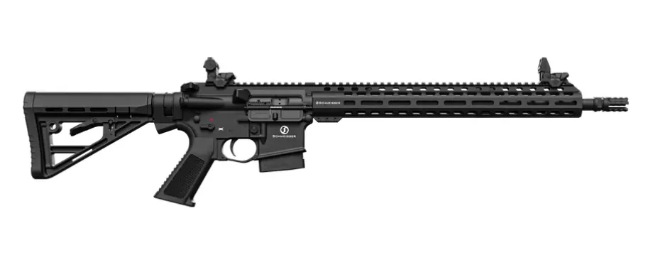 Zwei moderne deutsche AR-15-Sportgewehre im Vergleich – Schmeisser und Hera Arms nebeneinander auf dunklem Hintergrund