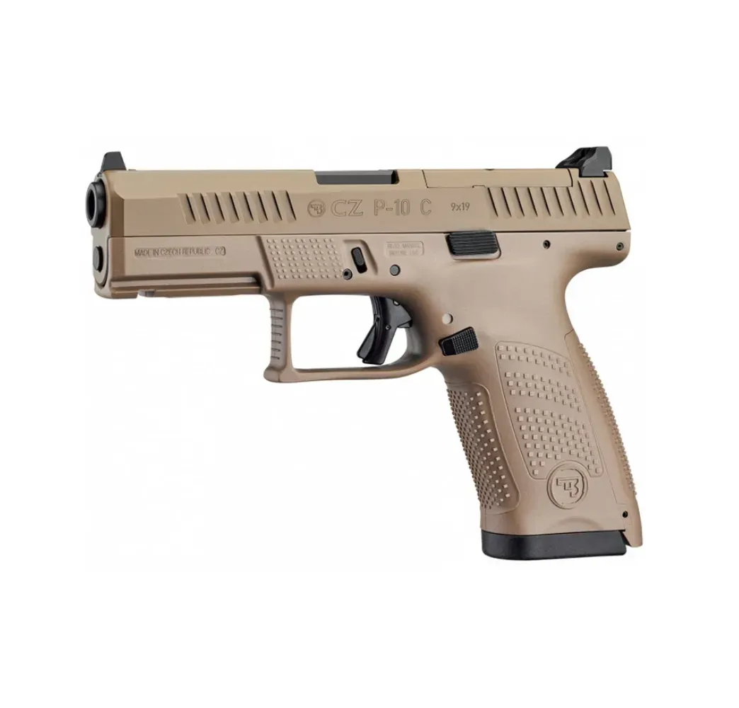CZ P-10 C OR FDE-Ceracote 9mm Luger Pistole mit Optics-Ready-Verschluss in Flat Dark Earth