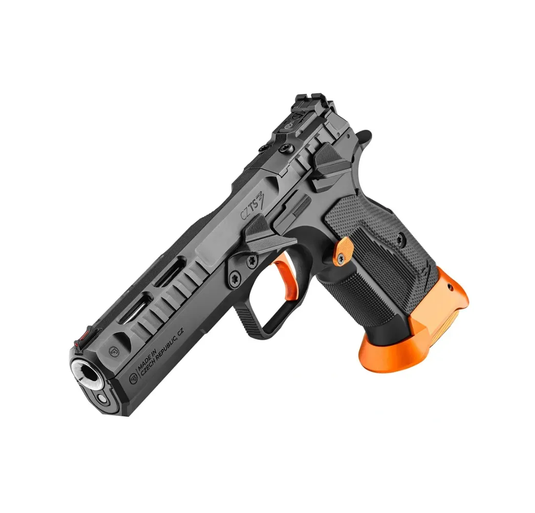 CZ TS3 Orange OR Sportpistole – seitliche Ansicht mit orangefarbenem Schlitten und G10-Griffschalen – Bild 3