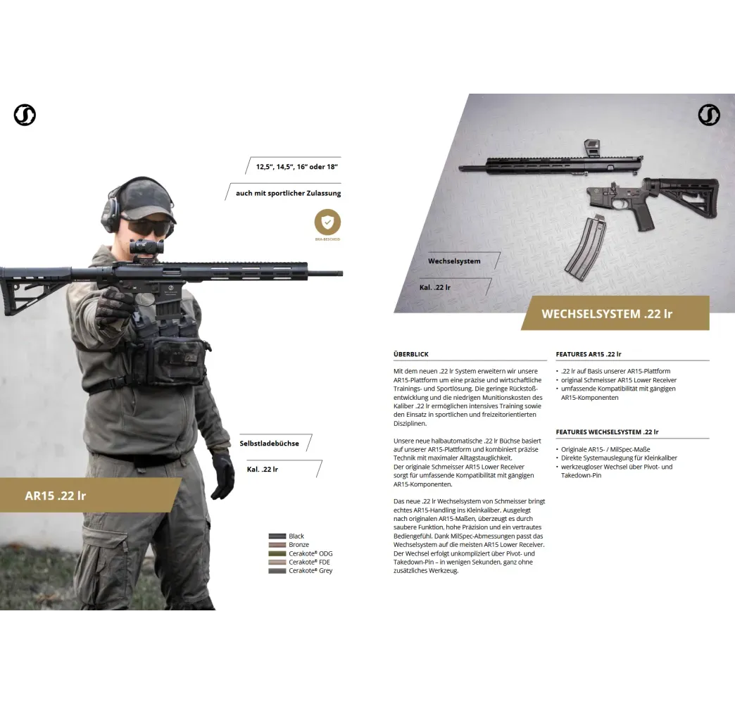 Schmeisser .22 lr Wechselsystem montiert auf AR-15 Lower Receiver